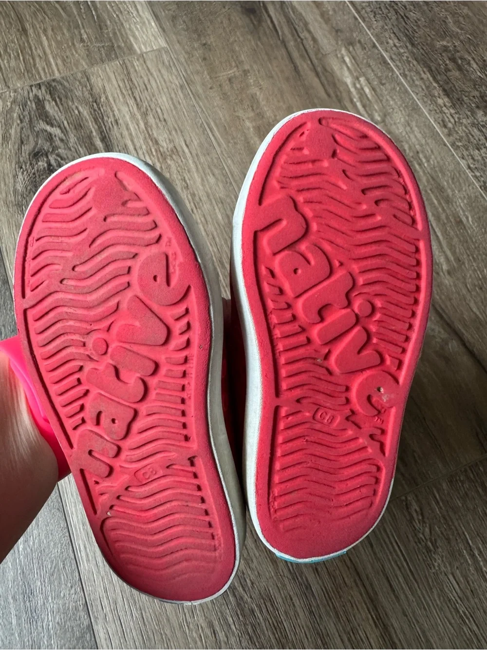 Native Kids Slip-On Water Shoes in Red with White Toe Caps